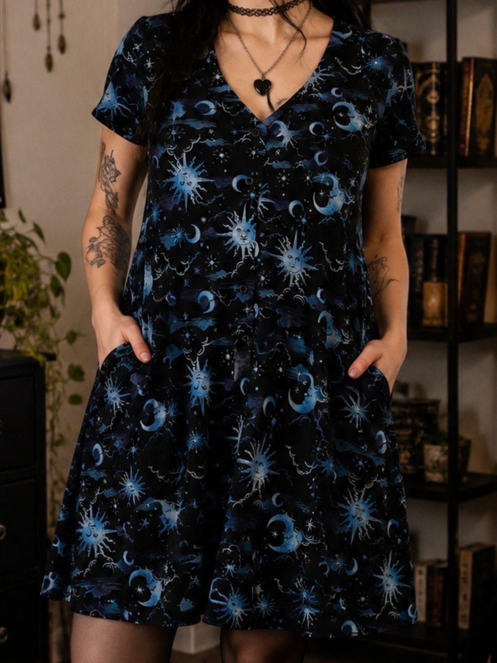 Hot Topic Celestial Sun Moon Dress M Whimsigoth Witchy Goth
